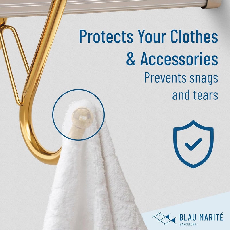 Blau Marité 10-Pack Metal S Hooks for Hanging – Heavy-Duty S-Shaped Hook with Safety Buckle – Fits Bars up to 0.8 In – Anti-Drop S-Hooks for Kitchen, Bathroom, Closet & Pot Racks – Gold (Medium) - Image 4